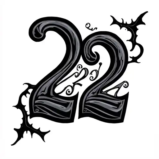 spooky 222 numbers tattoo design idea