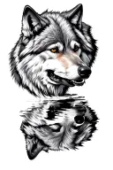 wolf seeing self in the reflection tattoo design idea