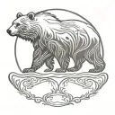 father daughter silhouette inside runic bear tattoo design idea