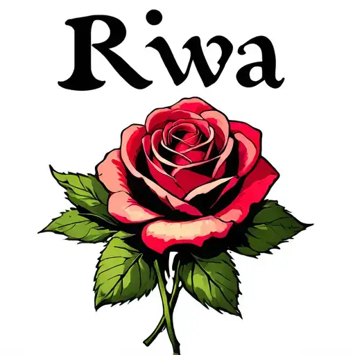 the name Riva with a rose intertwined tattoo design idea