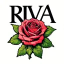 the name Riva with a rose intertwined tattoo design idea