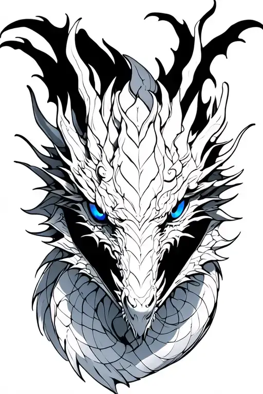 blue eyes white dragon tattoo design idea