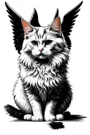 white fluffy cat with angel wings tattoo design idea