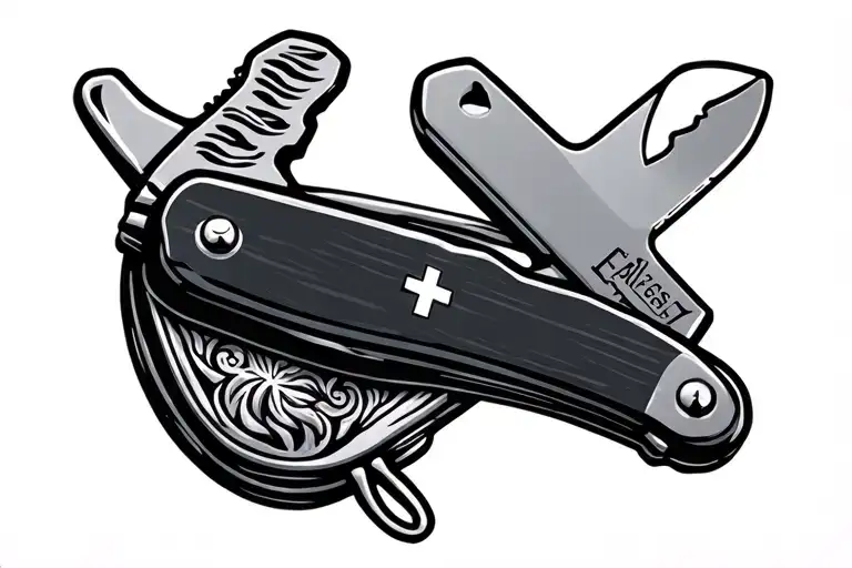 swiss army knife tattoo design idea
