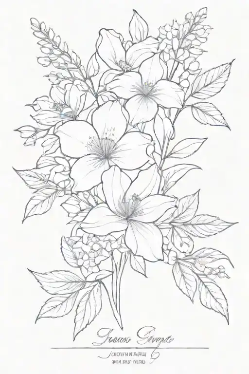 January june july December birth flower bouquet tattoo design idea