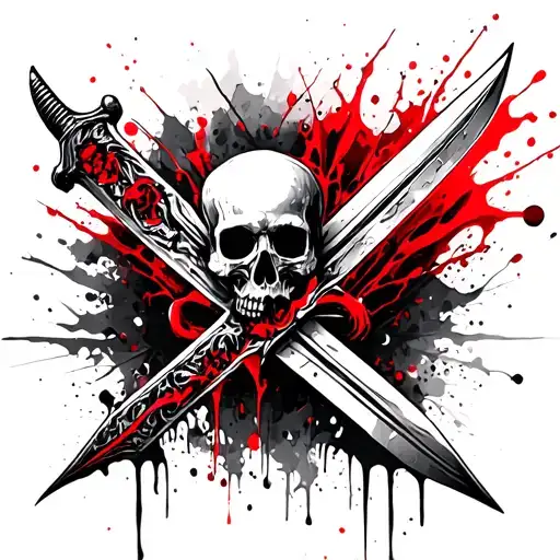 cross sword skulls tattoo design idea