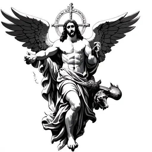 Ave Christus Rex saint michael tattoo design idea
