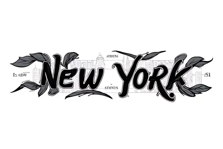 New York and Athens coordinates wrapped tattoo design idea