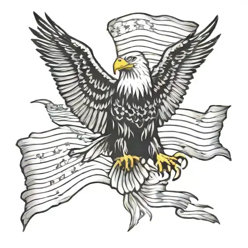 Bald Eagle and 1776 flag intertwined tattoo design idea