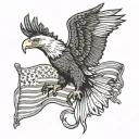 Bald Eagle and 1776 flag intertwined tattoo design idea