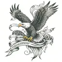 Bald Eagle and 1776 flag intertwined tattoo design idea
