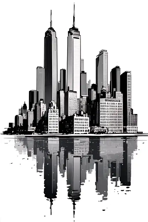 Chicago Skyline with willis tower in the middle tattoo design idea