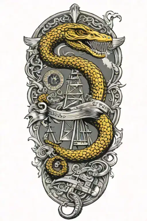 gadsden flag with guns tattoo design idea