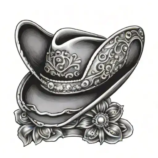 cowboy hat feminine with howdy underneath There tattoo design idea