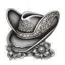 cowboy hat feminine with howdy underneath There tattoo design idea