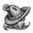 cowboy hat feminine with howdy underneath There tattoo design idea