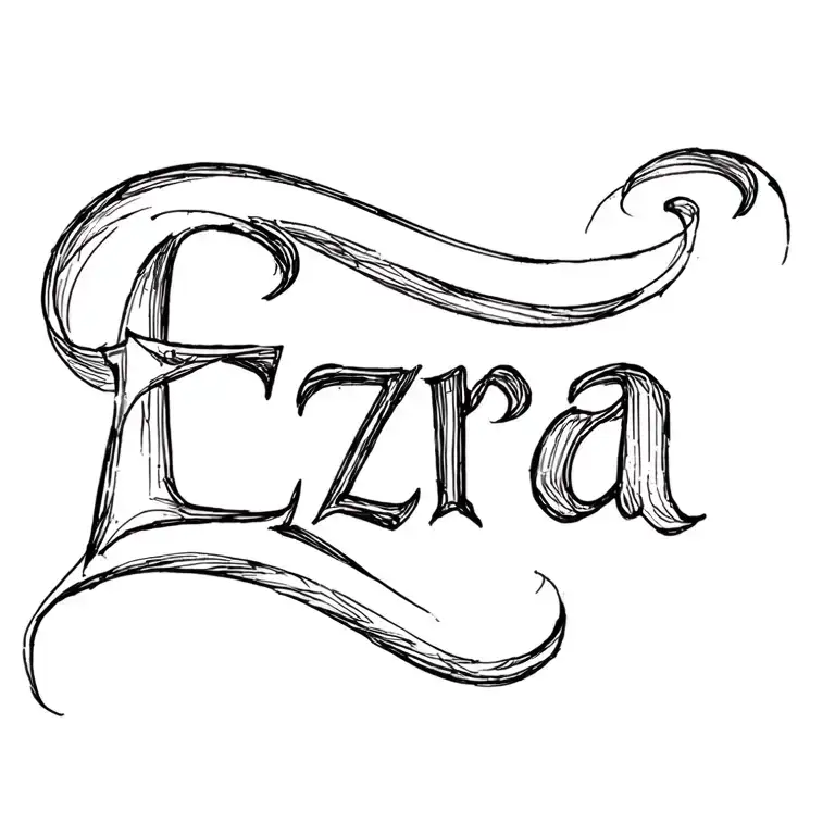 "Ezra " "Ezra " Ezra name written tattoo design idea
