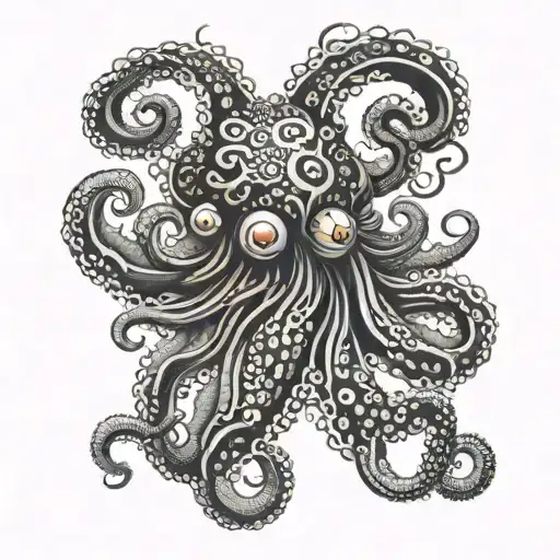 goth octopus wrapped tattoo design idea
