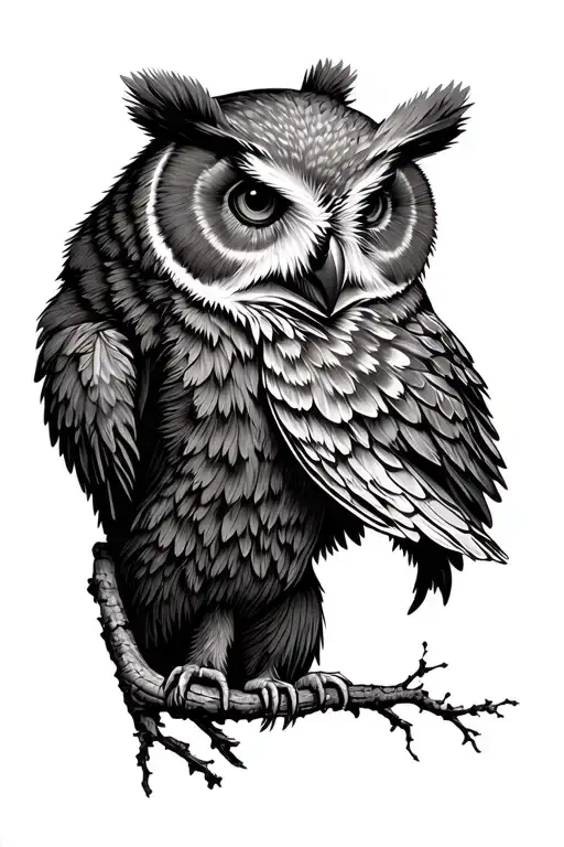 bear and owl  tattoo design idea