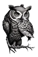 bear and owl  tattoo design idea