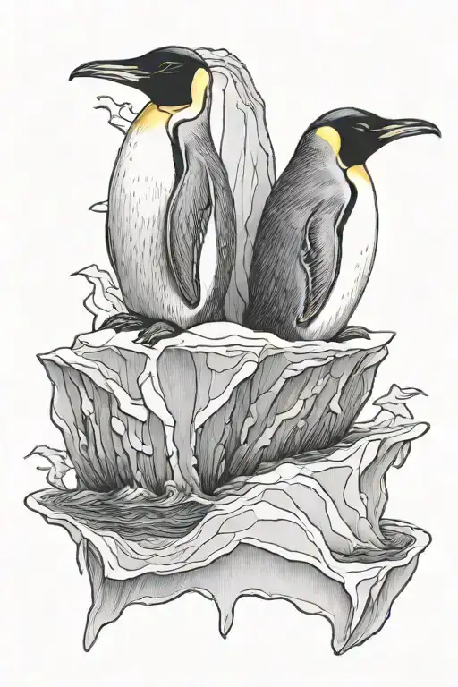 emperor penguin on iceberg no background  tattoo design idea