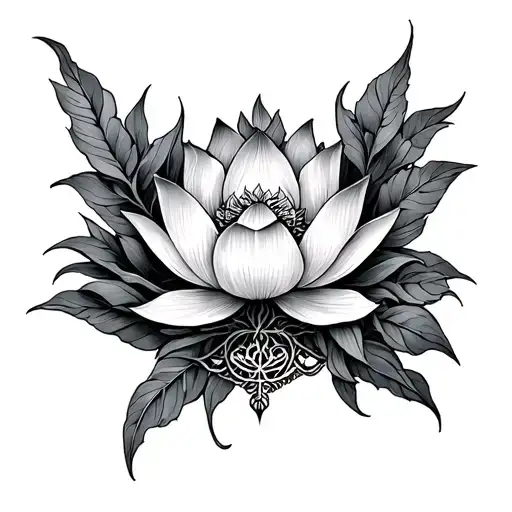 Amazon warrior tree of life sextant lotus fine line tattoo design idea