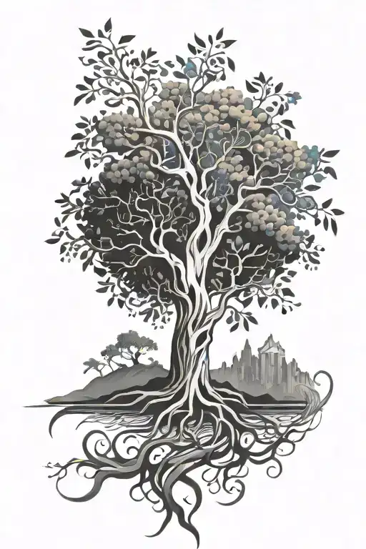 tree of life symbolizing strength, resilience, surviving drug addiction and Sexual assault  tattoo design idea