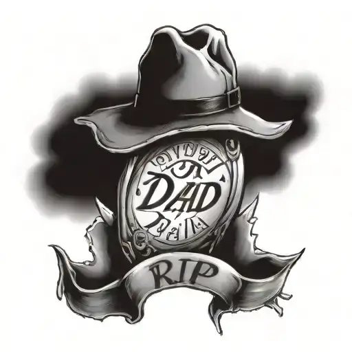RIP DAD memories tattoo design idea