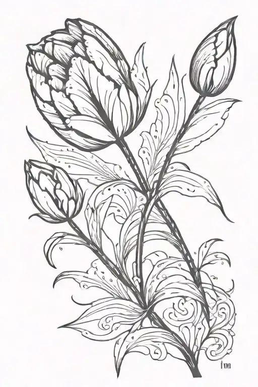 tulip and redemption tattoo design idea