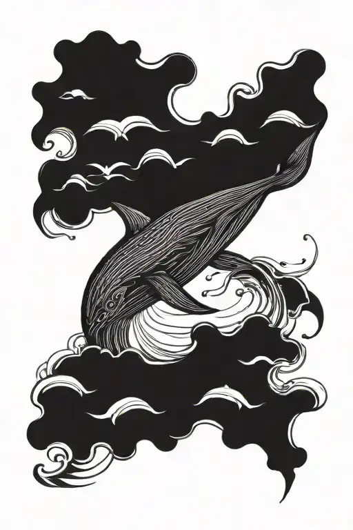 blue whale jumping tattoo design idea
