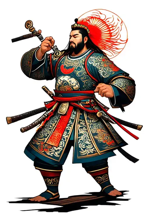 mongolian warrior chinese traditional tattoo design idea