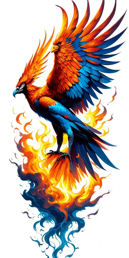phoenix rising from ashes tattoo design idea