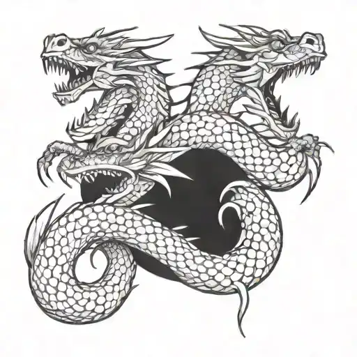 Dragon with 3 dragon heads tattoo design idea