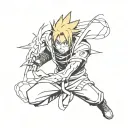 naruto, ichigo, edward elric mixed together tattoo design idea