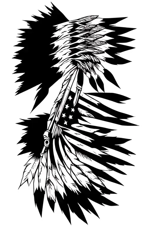 american flag Indians scattered tattoo design idea