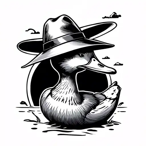 duck banana with hat and cool view tattoo design idea