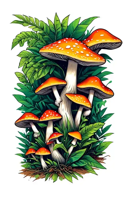 jungle animals with mushrooms  tattoo design idea