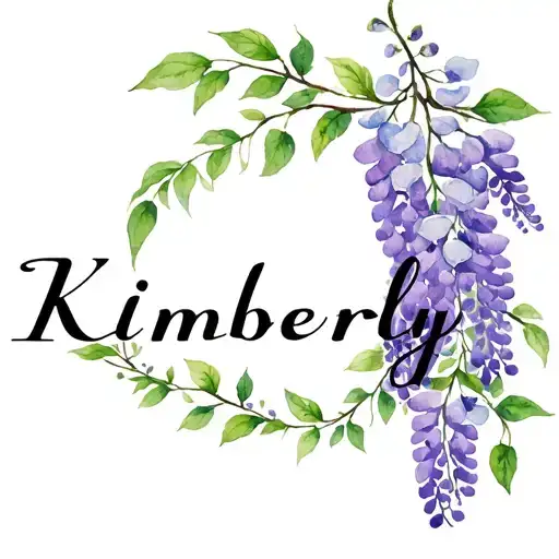 "Kimberly" vines spelling a name surrounded by wisteria vine tattoo design idea