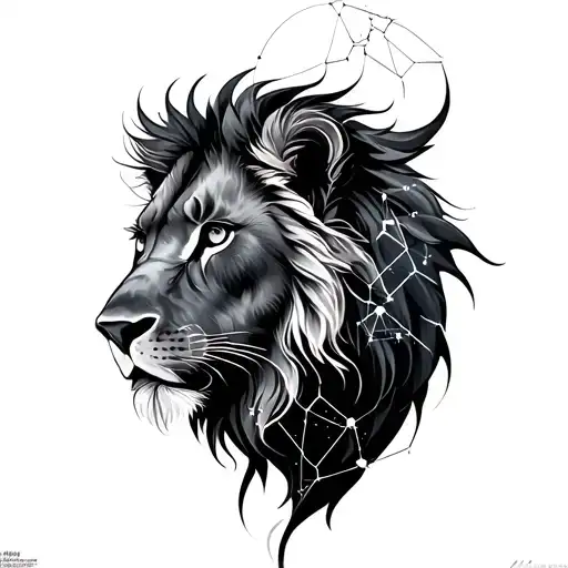 lionhead cancer constellation tattoo design idea