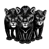  Black Panter with three cubs tattoo design idea