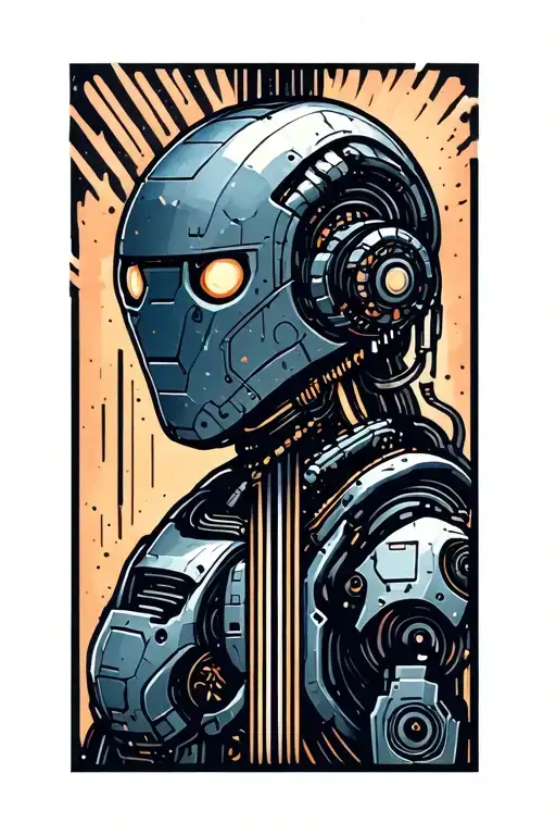 robot panel taken off from forearm tattoo graphic wires bars tattoo design idea