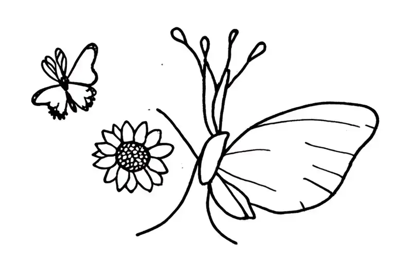 butterflies sunflowers tattoo design idea