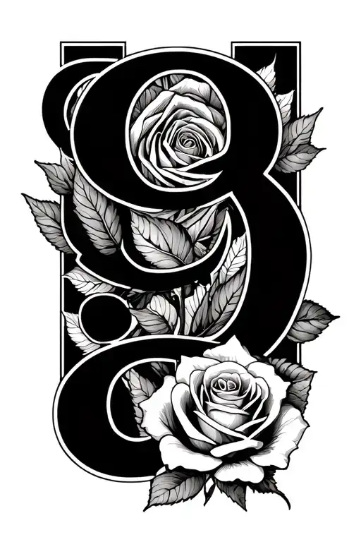 the number 999 with a rose underneath  tattoo design idea