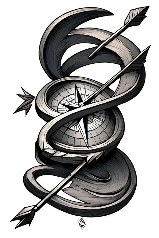 ancor compass intertwined arrow tattoo design idea