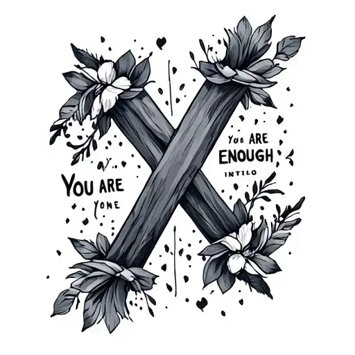 cross you are enough tattoo design idea