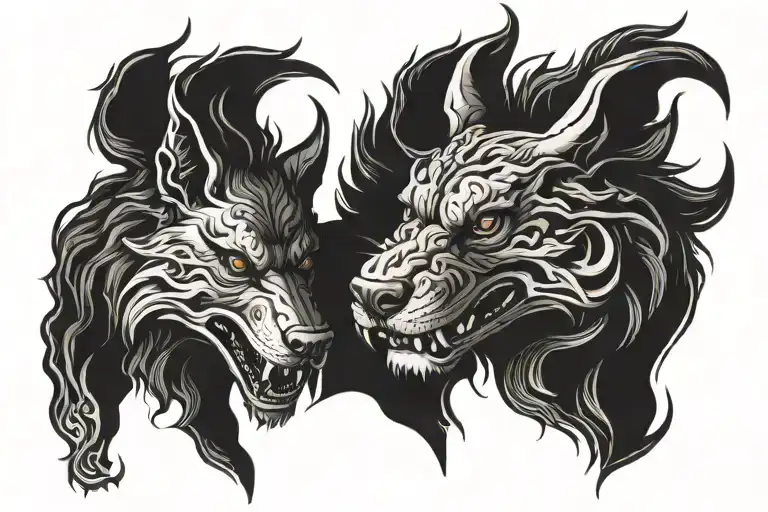 Cerberus guarding tattoo design idea