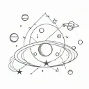 space, sci fi, planets, stars forming tattoo design idea