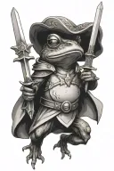 frog Crusader with sword and shield tattoo design idea