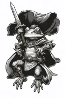 frog Crusader with sword and shield tattoo design idea