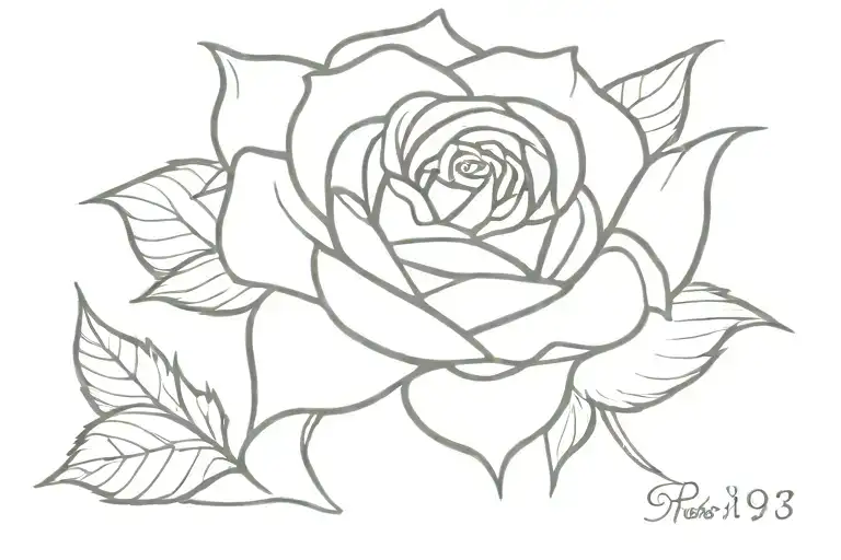rose with integradet birthdate 29 11 1972 tattoo design idea